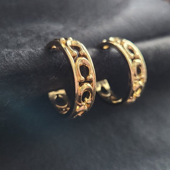 Coach Gold Openwork Hoop Earrings - Picture 8 of 9